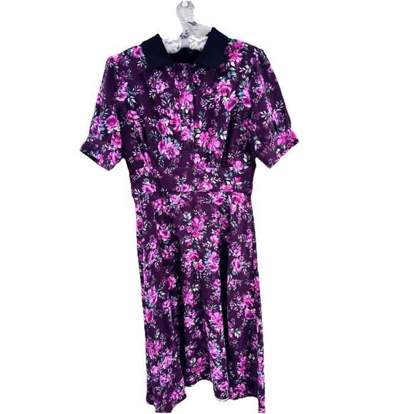Alexia Admor Retro Floral Dress Size 8 Trad Wife Vintage Inspired Fit And Flare - Picture 2 of 5